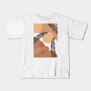 Neutral Abstract Botanical Fern Leaves 1 Kids T-Shirt